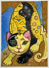Gustav Klimt (feito à mão) desenho a óleo em papel antigo assinado e carimbado, arte vintage comprar usado  Enviando para Brazil