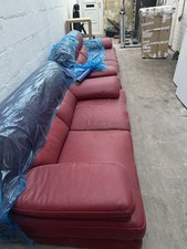 Leather sofa red for sale  BIRMINGHAM