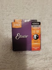 Pacote com 3 cordas de guitarra acústica Elixir fósforo bronze. Leve 11-52 frete grátis! comprar usado  Enviando para Brazil