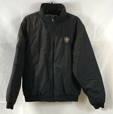 Jaqueta Ariat masculina preta de náilon com zíper completo corta-vento média, usado comprar usado  Enviando para Brazil