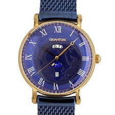Relógio social Quantum Day Night World Map caixa dourada pulseira de malha azul comprar usado  Enviando para Brazil