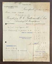 Óleo lubrificante 1901 W. C. Butterworth & Son fatura fabricantes Liverpool comprar usado  Enviando para Brazil