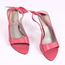 Miu Miu Różowe Skórzane Slingback Stożek Sandały na obcasie z kokardką Rozmiar EU 38,5 / US 8,5, używany na sprzedaż  PL