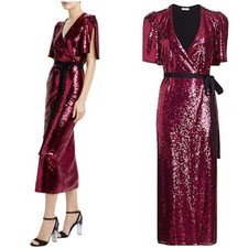 ML Monique Lhuillier Lantejoulas Flutter Envoltório Midi Maxi Vestido de Coquetel XS comprar usado  Enviando para Brazil