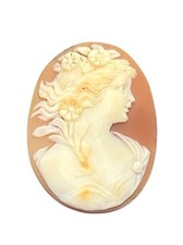 Concha esculpida oval camafeu senhora silhueta flores vintage desmontada  comprar usado  Enviando para Brazil
