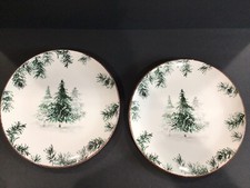 Robert Stanley 10,5” prato de jantar inverno pinheiros cerâmica conjunto de 2 comprar usado  Enviando para Brazil
