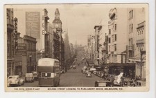 CARTÃO POSTAL FOTOGRÁFICO DOUBLE DECKER BUS IN BOURKE STREET MELBOURNE VICTORIA ROSE comprar usado  Enviando para Brazil