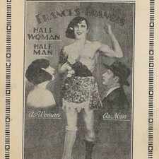 Vintage Frances Francis Meia Mulher Meio Homem Circo Freak Show Burlesco Sideshow comprar usado  Enviando para Brazil