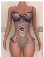 Moda Personalizada Feminina Bling Bodysuit Alta Qualidade Diamante Quente Sexy Sem Costas comprar usado  Enviando para Brazil