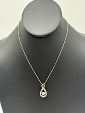 Pingente de prata esterlina vintage CZ colar 925 pedra flutuante 16” caixa corrente comprar usado  Enviando para Brazil
