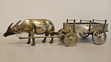 Estátua estatueta vintage de latão maciço OX com carrinho carroça FEITA EM TAIWAN comprar usado  Enviando para Brazil