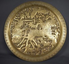Bandeja suspensa decorativa circular turca otomana cobre estanhado grande antiga 17" comprar usado  Enviando para Brazil