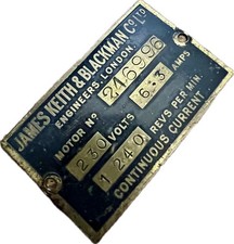 Vintage machine plate for sale  DRIFFIELD