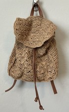 Bolsa de mão feminina Nordstrom de palha forrada de vime traseira couro sintético, usado comprar usado  Enviando para Brazil