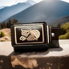 Cinto bordado masculino cowboy faroeste mexicano piteado couro cinto bordado vaquero, usado comprar usado  Enviando para Brazil