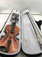 Instrumentos musicales marrón violín acústico de 3 cuerdas con arco y estuche rígido segunda mano  Embacar hacia Mexico