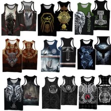 Cosplay Viking Tattoo 3D Punk Herren Weste Gym Training Tank Top Ouick Dry Shirt comprar usado  Enviando para Brazil