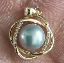 PINGENTE DE PÉROLA CINZA GENUÍNO QUENTE AAAA 10-11MM MAR DO SUL comprar usado  Enviando para Brazil