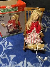 Antiga cadeira de balanço de madeira animada Telco Jenny esperando Papai Noel 18" de altura funcionando comprar usado  Enviando para Brazil