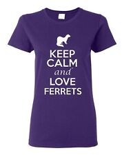 Senhoras Keep Calm And Love Furões Furões Amante Pet Animais Coelho T-shirt Tee comprar usado  Enviando para Brazil