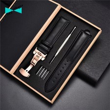 Cinturino orologio in pelle nero con fibbia deployante oro rosa farfalla da 22mm comprar usado  Enviando para Brazil