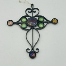 Antigo apanhador de sol artesanal feito à mão vidro com chumbo exclusivo ornamentado cruz celta, usado comprar usado  Enviando para Brazil