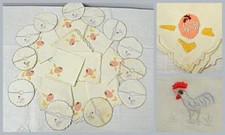 Usado, 24 guardanapos e chinelos vintage bordados de linho para coquetel galo comprar usado  Enviando para Brazil