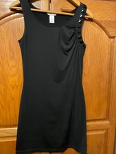 VESTIDO FEMININO M pequeno simples preto regata drapeada lantejoulas curto slip on stretch comprar usado  Enviando para Brazil