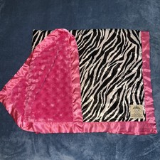Cobertor de bebê L&K Designs rosa quente cetim zebra amorosa roseta de pelúcia fofa RARO comprar usado  Enviando para Brazil