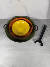 Conjunto de 3 servidores vintage retrô metal esmalte escaldante panela refogada alça dupla comprar usado  Enviando para Brazil