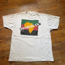 Camiseta branca vintage anos 90 ponto único desgastada África Mãe Terra LG/XL, usado comprar usado Camiseta branca vintage anos 90 ponto único desgastada África Mãe Terra LG/XL, usado comprar usado  Enviando para Brazil