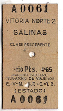 Bilhete de trem: Espanha: Vitória Norte-2 para Salinas, 1962 comprar usado  Enviando para Brazil