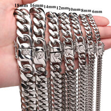 Collar de acero inoxidable de cadena de eslabones cubanos de 6-18 mm pesado para mujeres y hombres Miami segunda mano  Embacar hacia Mexico