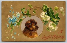 Cartão postal de Natal para cachorro Border Terrier Lhasa Apso flores em relevo Neversink NY, usado comprar usado  Enviando para Brazil