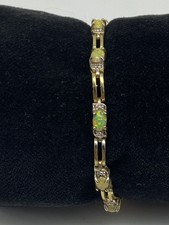 Usado, Pulseira FAS ouro sobre prata esterlina diamante e opala painel link 7 1/4" 9,3 g comprar usado  Enviando para Brazil