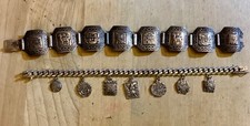 DE COLECCIÓN 2 Pulseras de Recuerdo Peruanas de Plata de Ley PANEL DE ENLACES y DIJES segunda mano  Embacar hacia Mexico