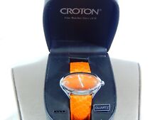 RELÓGIO DE QUARTZO FEMININO CROTON GRANDE PULSEIRA DE PELE DE COBRA LARANJA NA CAIXA PRECISA DE UMA BATERIA, usado comprar usado  Enviando para Brazil