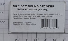 Decodificador de som DCC calibre HO MRC AD370 em caixa de venda separada comprar usado  Enviando para Brazil