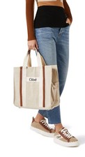 Bolsa tote de ombro bidirecional Chloe couro algodão trocador de fraldas bebê autêntica , usado comprar usado  Enviando para Brazil