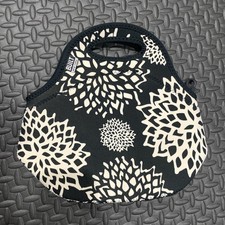 Bolsa tote de almoço gourmet construída para almoço neoprene macio floral preto branco zíper comprar usado  Enviando para Brazil