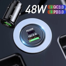 Cargador de teléfono celular doble USB tipo C PD coche 48W adaptador de carga rápida accesorios segunda mano  Embacar hacia Mexico