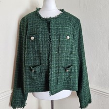 Green boucle tweed for sale  BANBURY