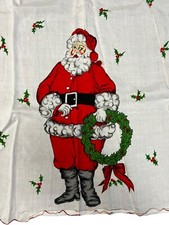 Vintage Natal Café Cortinas Papai Noel Grinalda de Azevinho Par Kitchy comprar usado  Enviando para Brazil