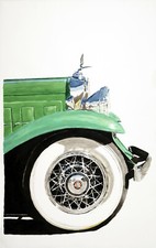 "Cad V16" Cadillac 20"X30" arte de carro automotivo assinada, #'d Giclee R Lewis, usado comprar usado  Enviando para Brazil