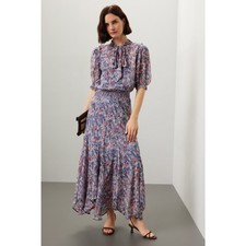 Vestido maxi Polo Ralph Lauren tamanho XS azul estampa floral manga folhada gola redonda  comprar usado  Enviando para Brazil