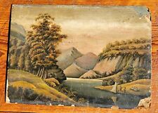 Antigua pintura estilo valle del río Hudson c1850 sobre tablero de papel, usado segunda mano  Embacar hacia Argentina