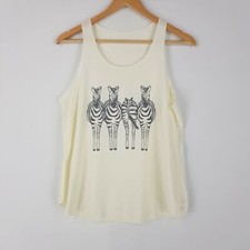 Top de Tanque Feminino Tamanho 12 Creme Zebra Print Solto Leve Fino, usado comprar usado  Enviando para Brazil