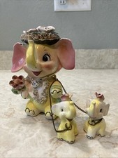 Estatueta vintage Fairyland mãe bebês elefante amarelo espaguete acorrentado Japão , usado comprar usado  Enviando para Brazil