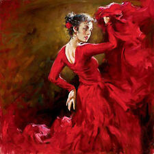 Enorme Pintura A Óleo Arte Retrato Fêmea Jovem-Crimson Dançarina Dança De Lona comprar usado  Enviando para Brazil