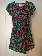 Vestido Lularoe Meninas Mae Preto com Padrão Floral Verde Vermelho Tamanho 4 comprar usado  Enviando para Brazil